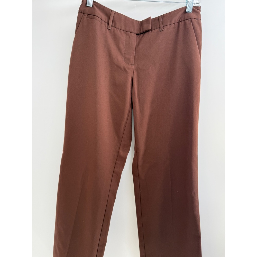 Daisy Fuentes Womens Chocolate Brown Straight Leg‎ Dress Pants Size 4 Stretch